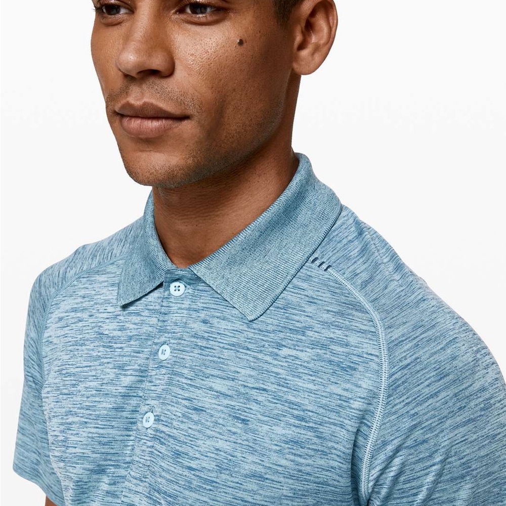Like New, Lululemon Metal Vent Tech Polo L size 
Poseidon / Hydra Blue